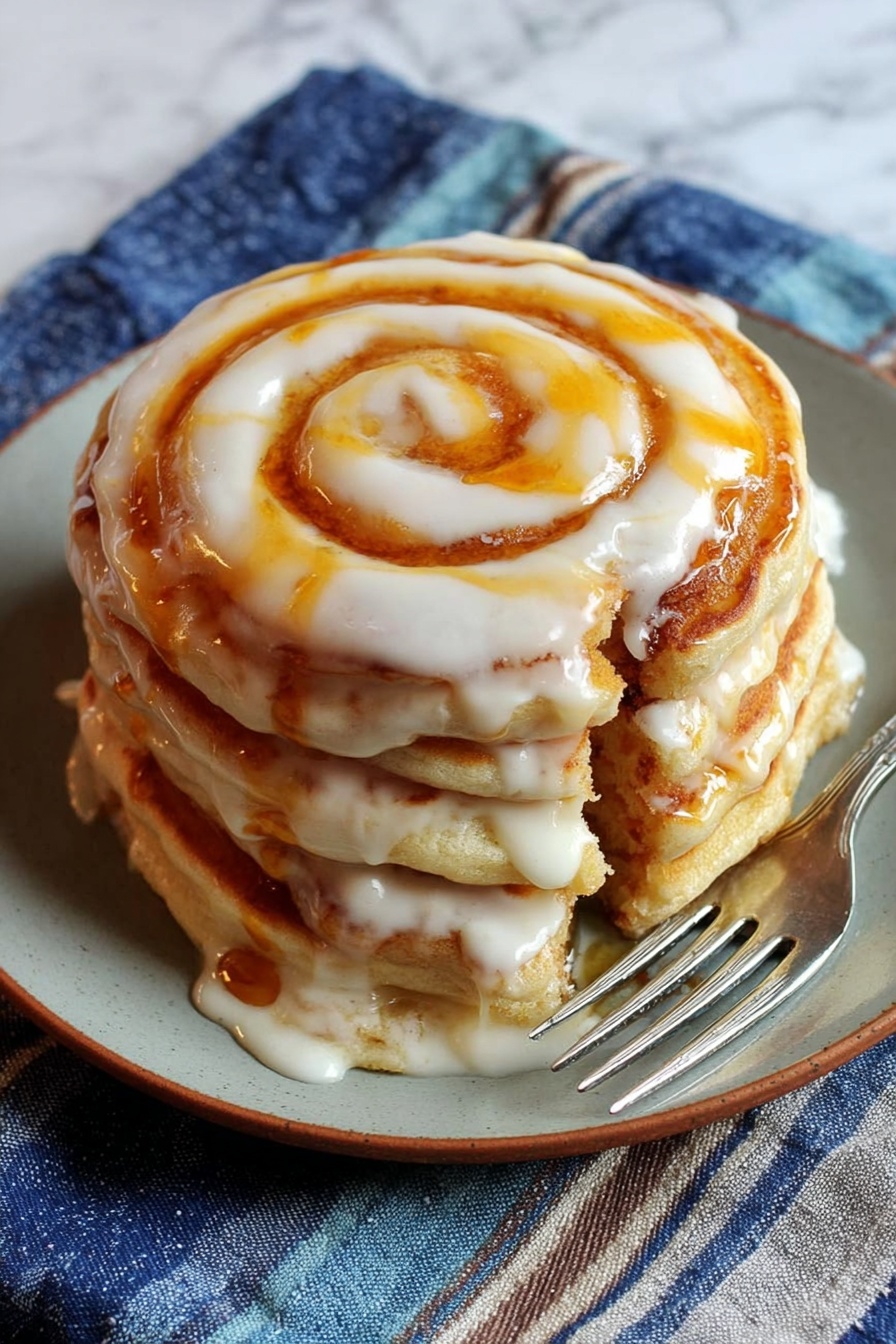 Cinnamon Roll Pancakes - Serving Suggestion