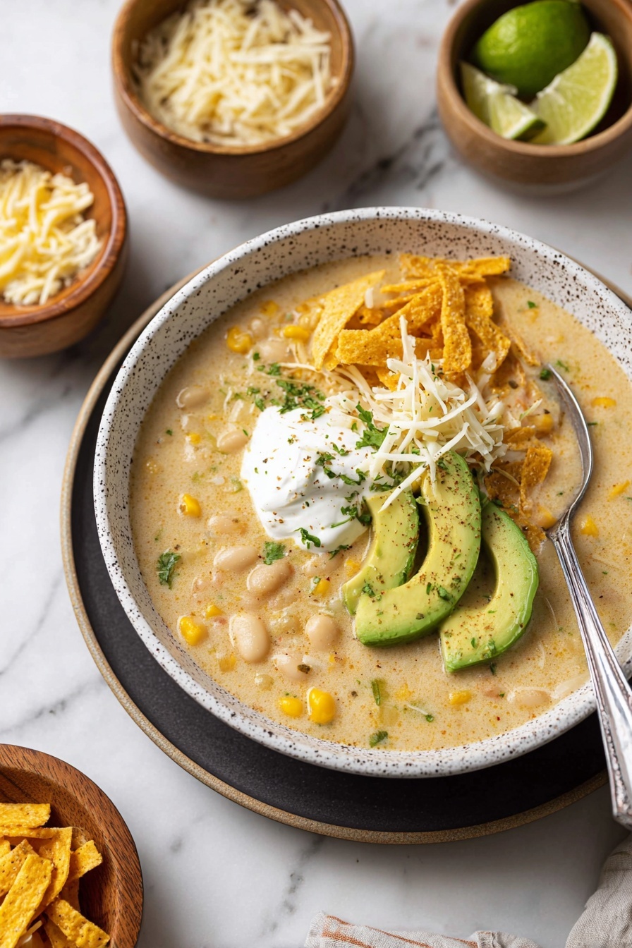 Creamy White Chicken Chili - Serving Suggestion