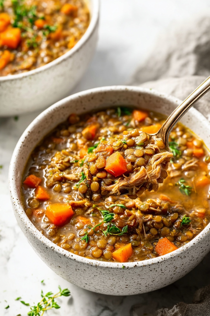 Healthy Lentil and Chicken Soup - Serving Suggestion