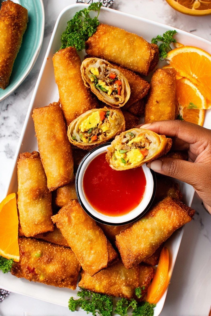 breakfast egg rolls - Serving Suggestion