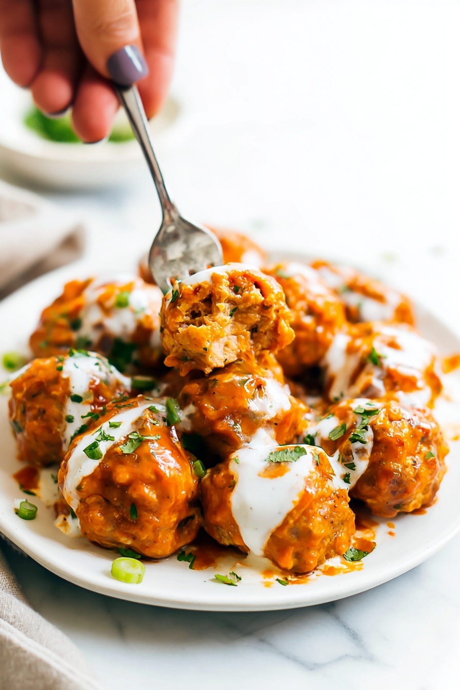 Buffalo Chicken Meatballs - Serving Suggestion