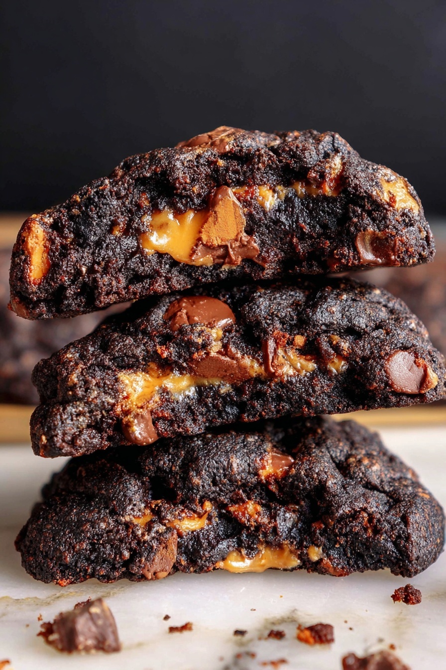A close-up of dark brown cookie dough with visible chunks of chocolate or nuts mixed in. The dough looks thick and slightly rough in texture, placed inside a clear glass bowl which is set on a white marbled surface. The dough is piled unevenly with some cracks and crevices on top. photo taken with an iphone --ar 2:3 --v 7