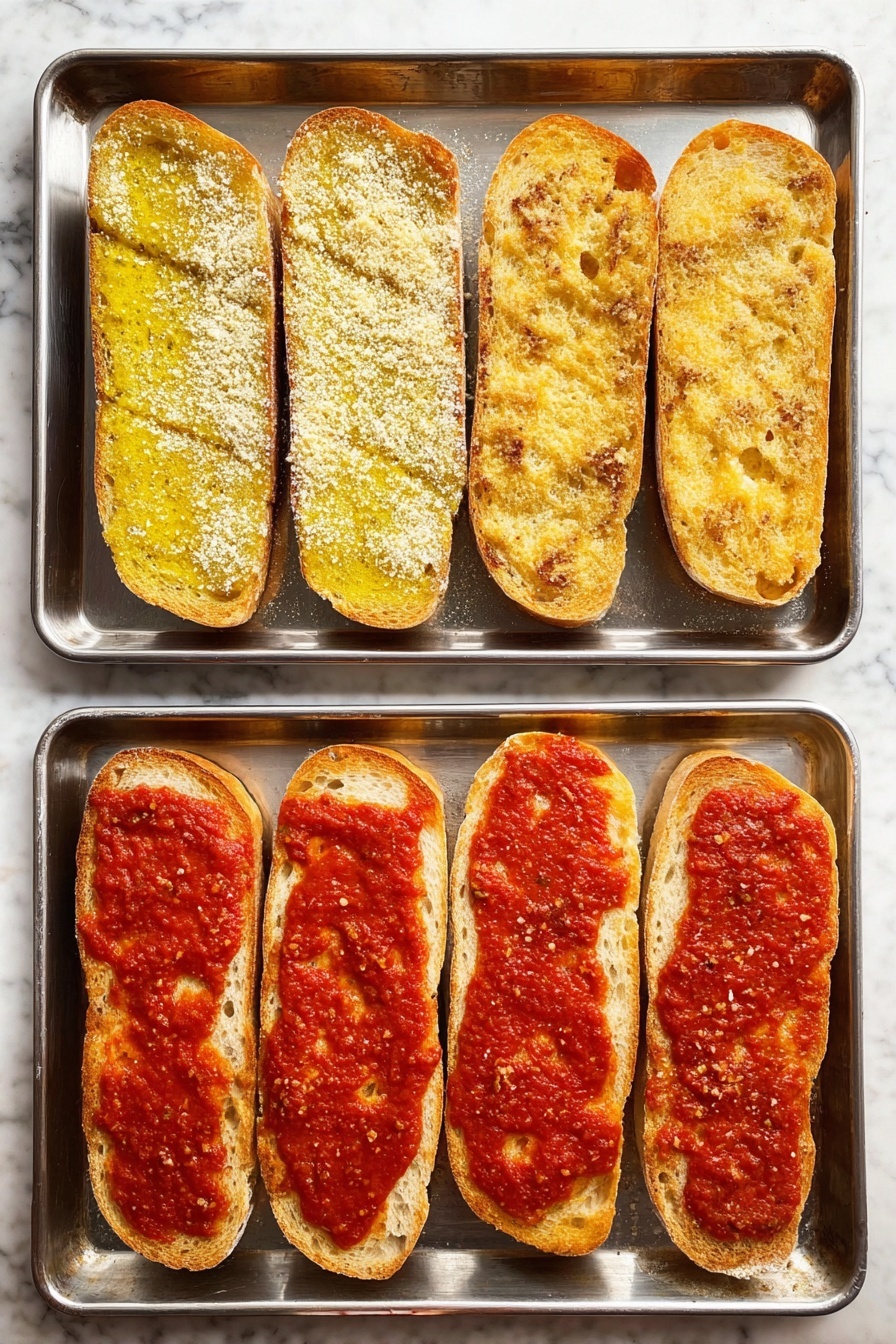 The image shows a white oval plate with ten small square pizza slices arranged neatly. Each slice has three layers: a thick, golden-brown bread base with a soft texture, a layer of red tomato sauce just visible under the cheese, and melted white mozzarella cheese covering most of the surface. On top of the cheese, two shiny, reddish-brown pepperoni slices are placed on each piece. There are small green herb sprinkles scattered over the pizza slices. A small white ramekin filled with red marinara sauce is placed on the plate beside the pizza pieces. A jar of grated cheese and some green parsley blurred in the background sit on a white marbled surface. Photo taken with an iphone --ar 2:3 --v 7