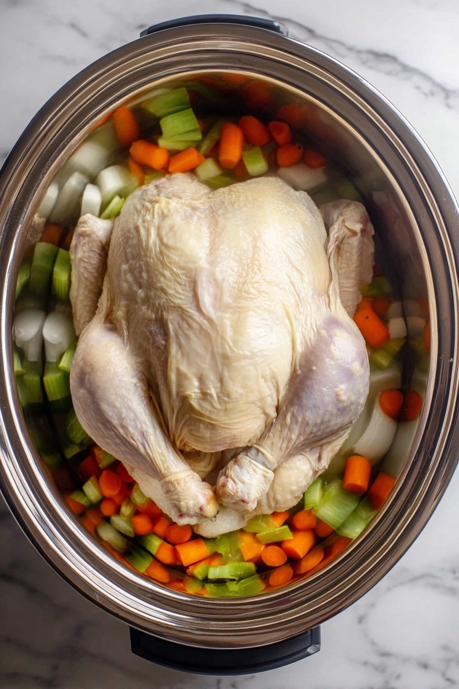 A white plate holds a layered dish starting with a base of yellowish, chunky stuffing mixed with visible pieces of vegetables like celery and carrots, giving it a rough texture. On top, there are several slices of white cooked meat placed neatly in a slightly overlapping way. Covering the meat is a drizzle of smooth, brown gravy flowing down the edges. Sprinkled fresh green herbs add a touch of color and freshness on top of the whole dish. The whole scene is set on a white marbled surface with a green and white cloth partially visible in the background. Photo taken with an iphone --ar 2:3 --v 7