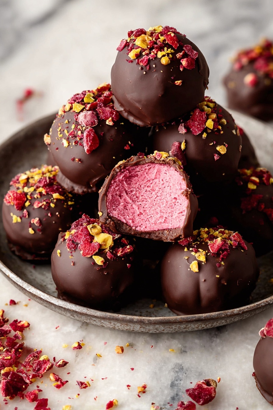 A clear glass bowl sits on a white marbled surface, holding a smooth, thick dark brown chocolate mixture that covers most of the bottom and sides. On top of this chocolate layer is a heap of bright red powder, coarse in texture, placed towards the center-left. A red silicone spatula rests inside the bowl, partially buried in the chocolate mixture on the right side, its handle extending outwards. The inside rim of the bowl has streaks of the dark brown chocolate mix, showing some mixing activity. photo taken with an iphone --ar 2:3 --v 7