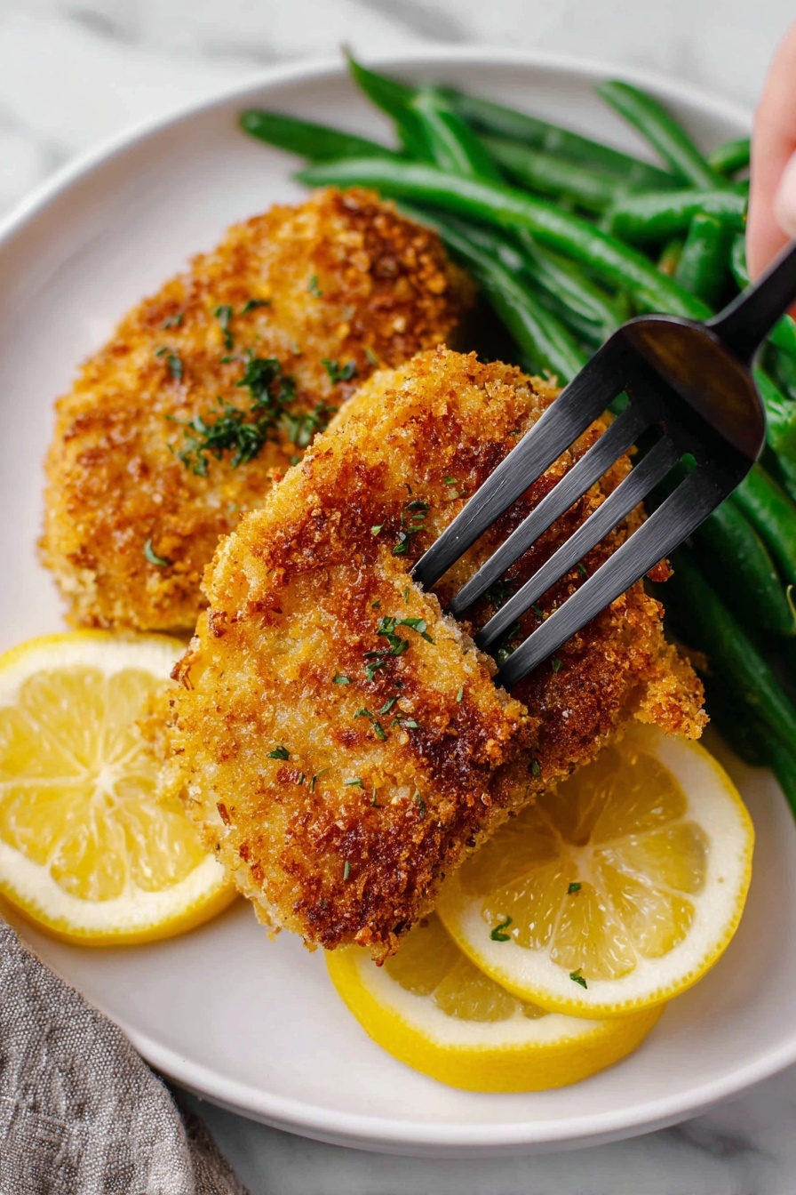 The images show a step-by-step process of coating four pieces of raw meat. The first image shows a white bowl with a layer of crushed golden-brown crumbs inside. The second image shows four pieces of raw pink meat laid out on a white tray with a creamy white spread on top. The third image shows one piece of meat placed on the crumb layer inside the white bowl. The fourth image shows the same piece of meat with the creamy white spread on top placed back on the crumbs in the bowl. The fifth image shows the meat fully covered in the golden crumbs, resting in the bowl on the white marbled surface. The final image shows all four coats of meat neatly arranged side by side on the white tray. A wooden spoon with crumbs is nearby along with a small dish of the creamy spread, and a woman's hand is seen working in some images. The background is a white marbled surface photo taken with an iphone --ar 2:3 --v 7