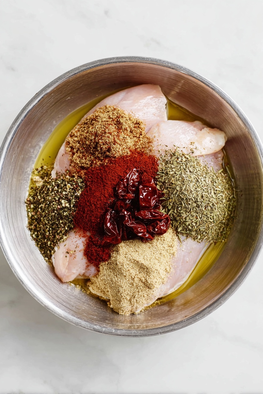 The dish is served in a white bowl on a white marbled surface, showing six main parts arranged side by side. On the left is shredded green lettuce, next to it are five slices of seasoned cooked chicken with a golden brown crust and white inside. To the right of the chicken is a white rice layer with small pieces of red, yellow, and green vegetables mixed in. Above the rice is a heap of shredded light yellow cheese. Next to the cheese, black beans sit beneath a dollop of smooth white sour cream. A lime wedge and a few slices of green jalapeño are placed near the cheese and sour cream. A gold fork rests on the bowl's right edge near the sour cream. Photo taken with an iphone --ar 2:3 --v 7